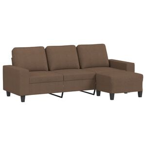 vidaXL Sof&aacute; de 3 lugares com apoio de p&eacute;s 180 cm tecido castanho