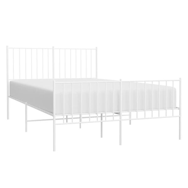 vidaXL Estrutura de cama com cabeceira e p&eacute;s 120x190 cm metal branco