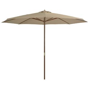 vidaXL Guarda-sol exterior c/ poste madeira 350 cm cinza-acastanhado