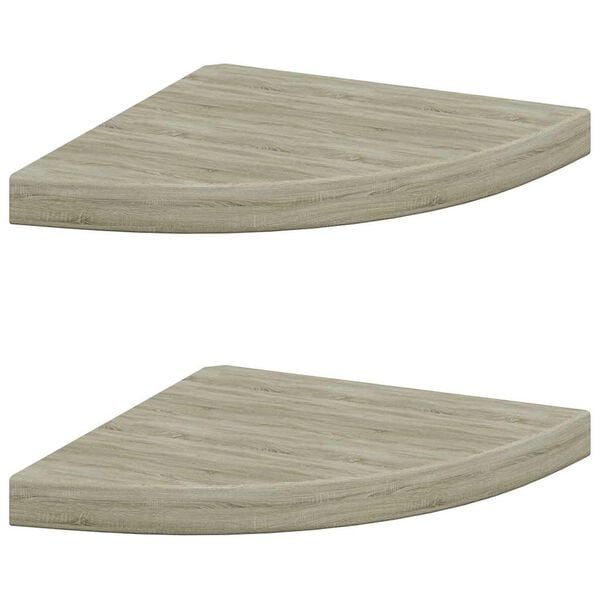 vidaXL Prateleiras canto suspensas 2 pcs 35x35x3,8cm MDF cor carvalho
