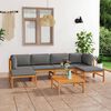 vidaXL 7 pcs conj. lounge jardim c/ almofad&otilde;es cinzentos teca maci&ccedil;a