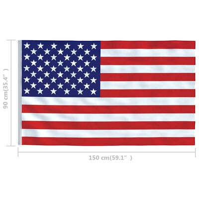 vidaXL Bandeira dos EUA com mastro de alumínio 4 m