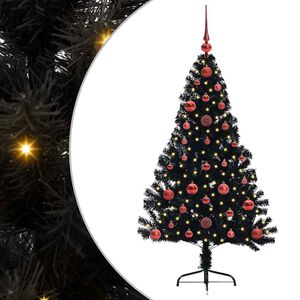 vidaXL &Aacute;rvore de Natal Artificial Pr&eacute;-iluminada Preto 120 cm PVC
