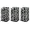 vidaXL Conjunto de gabi&otilde;es 3 pcs arame galvanizado 25 x 25 x 50 cm