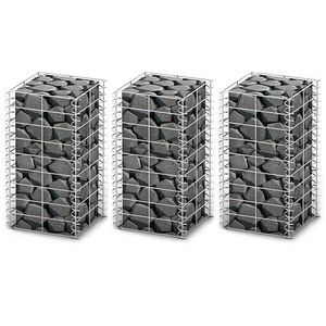 vidaXL Conjunto de gabi&otilde;es 3 pcs arame galvanizado 25 x 25 x 50 cm