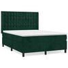 vidaXL Cama com molas/colch&atilde;o 140x200 cm veludo verde-escuro