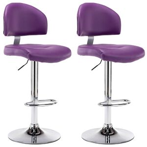 vidaXL Bancos de bar 2 pcs couro artificial roxo