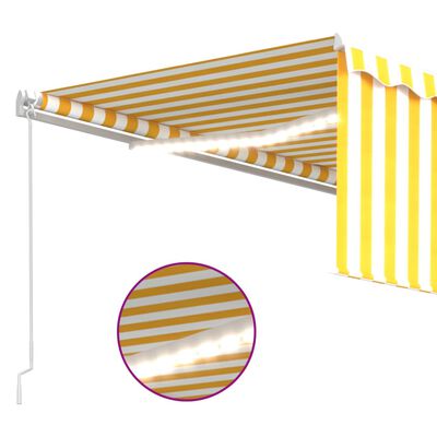 vidaXL Toldo retrátil manual com estore/LED 4x3 m amarelo e branco
