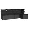 vidaXL 5 pcs conjunto sof&aacute;s de jardim com almofad&otilde;es vime PE preto