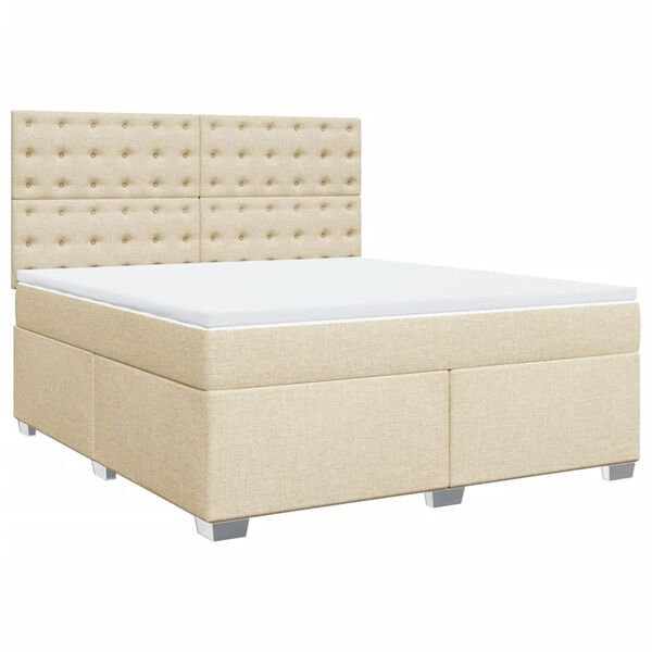 vidaXL Cama com molas/colch&atilde;o 180x200 cm tecido cor creme