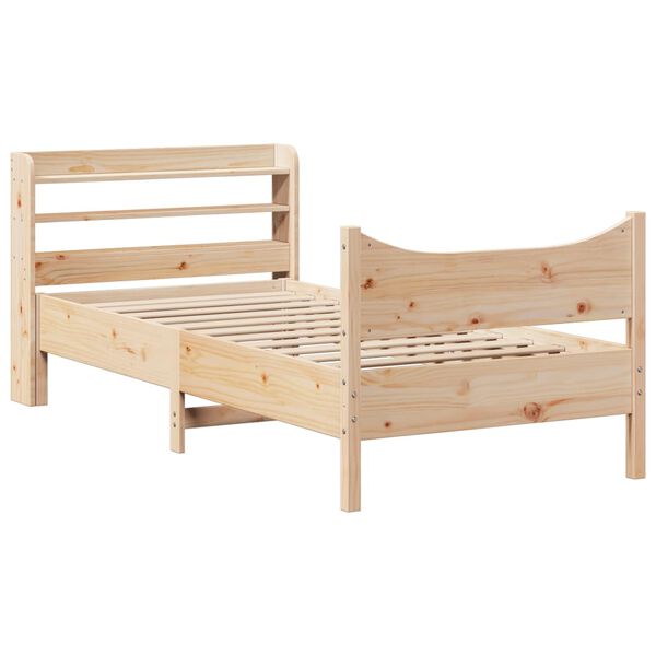 vidaXL Estrutura de cama com cabeceira 90x190 cm pinho maci&ccedil;o