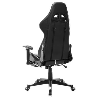 vidaXL Cadeira de gaming c/ apoio de pés couro artificial preto/branco