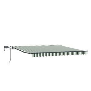 vidaXL Toldo retr&aacute;til Verde e Branco 450 &times; 300 cm Tecido e Alum&iacute;nio