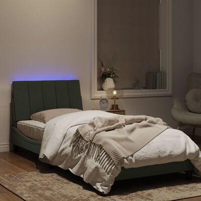 vidaXL Estrutura de cama c/ luzes LED 80x200 cm veludo cinzento-claro