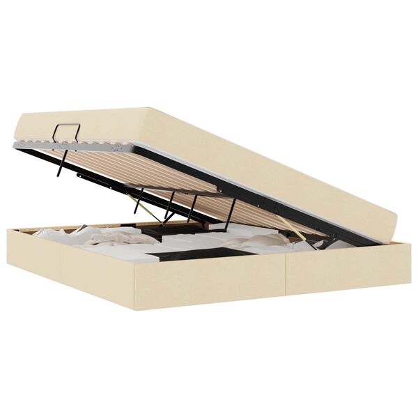 vidaXL Cama com arruma&ccedil;&atilde;o e colch&atilde;o Creme 160 x 200 cm Poli&eacute;ster