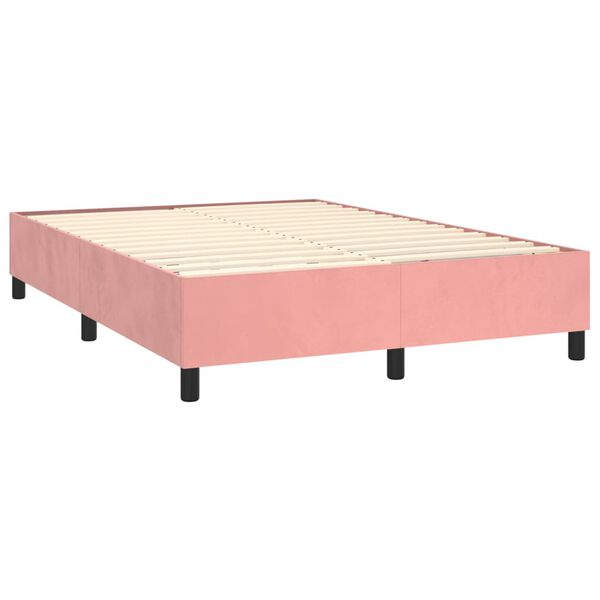 vidaXL Cama com molas/colch&atilde;o 140x200 cm veludo rosa