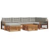 vidaXL Conjunto de Sof&aacute;s para Exterior 7 pcs Cinza Natural e Claro
