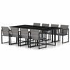 vidaXL 9 pcs conjunto jantar exterior c/ almofad&otilde;es vime PE cinzento