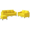 vidaXL 3 pcs conjunto de sof&aacute;s com almofad&otilde;es tecido amarelo-claro