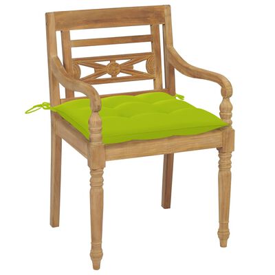 vidaXL Cadeiras Batávia c/ almofadões verde alface 2 pcs teca maciça