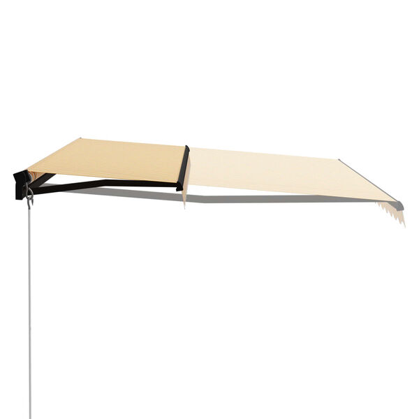 vidaXL Toldo retr&aacute;til manual com LED 400x300 cm amarelo e branco