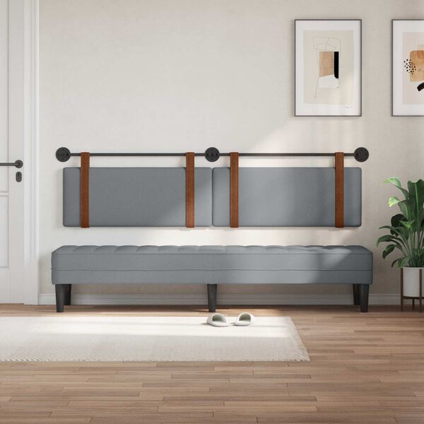 vidaXL Cabeceira Suspensa Cinzento-claro 210 x 55 x 5 cm PU Antigo