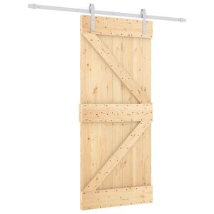 vidaXL Porta Deslizante 90 x 210 cm Madeira de Pinho Maci&ccedil;a
