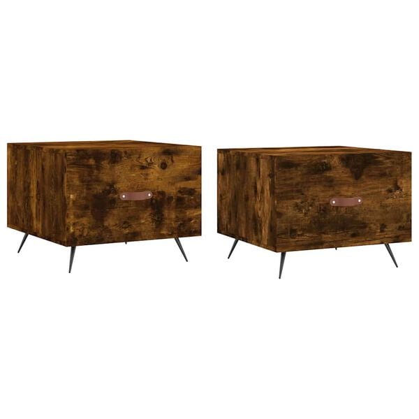 vidaXL Mesa centro 2 pcs 50x50x40 cm madeira processada cor fumado