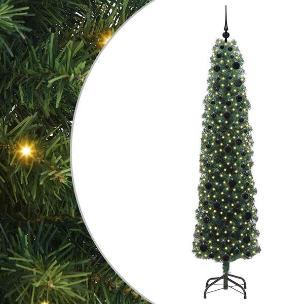 vidaXL &Aacute;rvore de Natal Artificial Verde 210 cm PVC e A&ccedil;o e Pl&aacute;stico