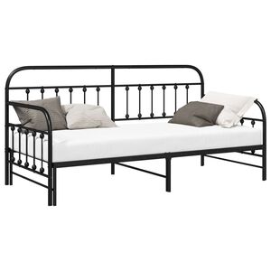 vidaXL Estrutura de cama de dia Preto 100 x 190 cm A&ccedil;o revestido a p&oacute;