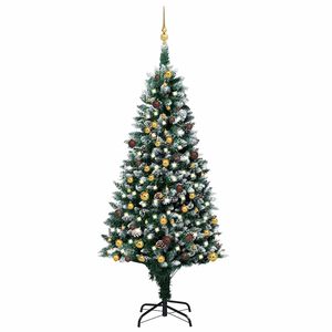 vidaXL &Aacute;rvore Natal artificial com LEDs e bolas e pinhas 210 cm