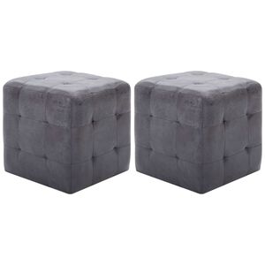 vidaXL Pufe 2 pcs 30x30x30 cm camur&ccedil;a artificial cinzento