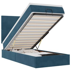 vidaXL Estrutura cama otomana colch&otilde;es 80x200 cm veludo azul escuro