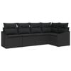vidaXL Conjunto de Sof&aacute;s 5 unid. Preto vime PE