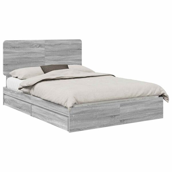 vidaXL Cama com Armazenamento com cabeceira Cinza Sonoma 160 x 200 cm