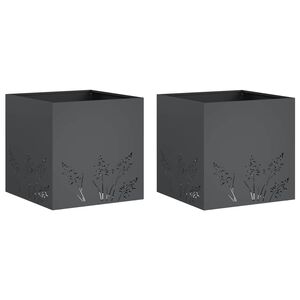 vidaXL Vaso de Jardim 2 unid. Antracite 50 x 50 x 49 cm