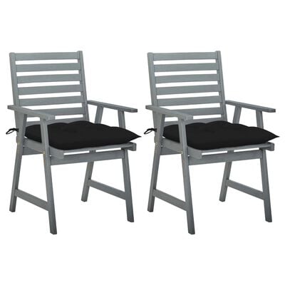 vidaXL Cadeiras de jantar exterior c/ almofadões 2 pcs acácia maciça