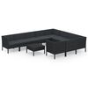 vidaXL 11 pcs conjunto lounge de jardim c/ almofad&otilde;es vime PE preto