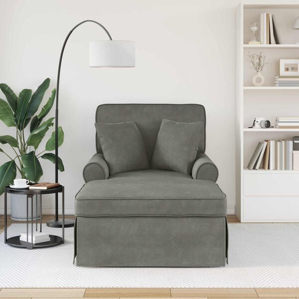 vidaXL Chaise Lounge com Saia Cinzento-claro 91 x 157 x 91 cm