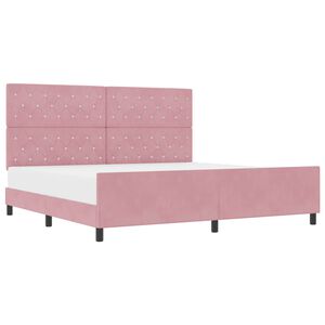 vidaXL Cama Box com cabeceira Rosa 200 x 200 cm Veludo