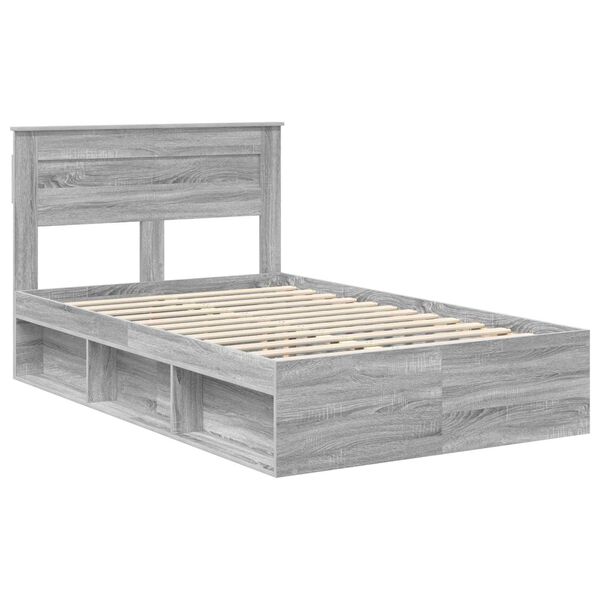 vidaXL Estrutura da Cama com colch&atilde;o Cinza Sonoma 135 x 190 cm