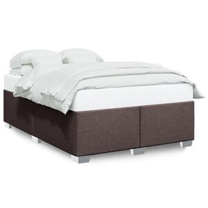 vidaXL Estrutura de cama sem colch&atilde;o 140x200 cm tecido castanho-escuro
