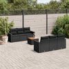 vidaXL 7 pcs conjunto de sof&aacute;s p/ jardim c/ almofad&otilde;es vime PE preto