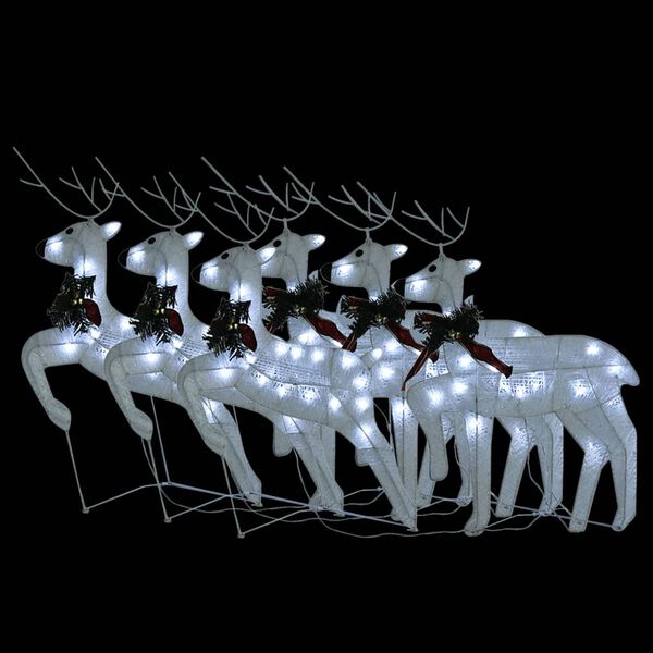 vidaXL Renas de Natal 6 pcs 120 luzes LED branco