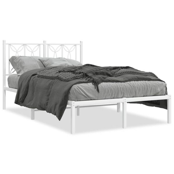 vidaXL Estrutura de cama com cabeceira 120x200 cm metal branco