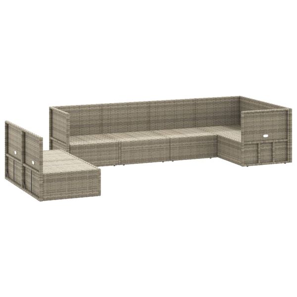 vidaXL 7 pcs conjunto lounge de jardim c/ almofad&otilde;es vime PE cinzento