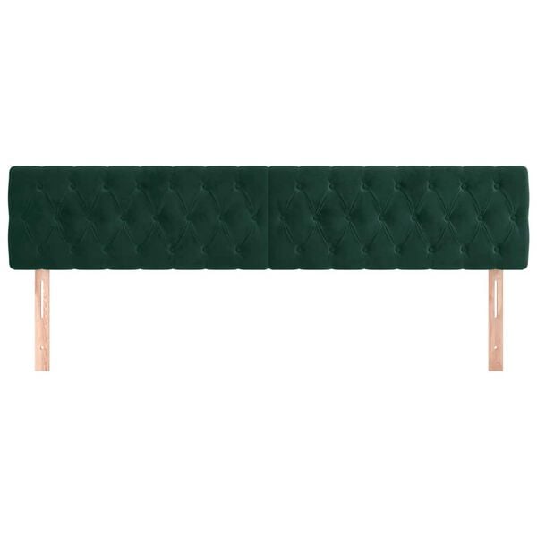 vidaXL Cabeceira de cama 2 pcs veludo 90x7x78/88 cm verde-escuro