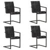 vidaXL Cadeiras de jantar cantilever 4 pcs couro genu&iacute;no preto
