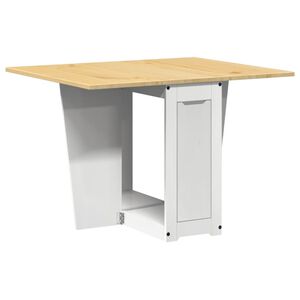 vidaXL Mesa de jantar dobr&aacute;vel Corona madeira de pinho maci&ccedil;a branco