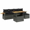 vidaXL 6 pcs conjunto sof&aacute;s jardim c/ almofad&otilde;es vime PE/ac&aacute;cia preto